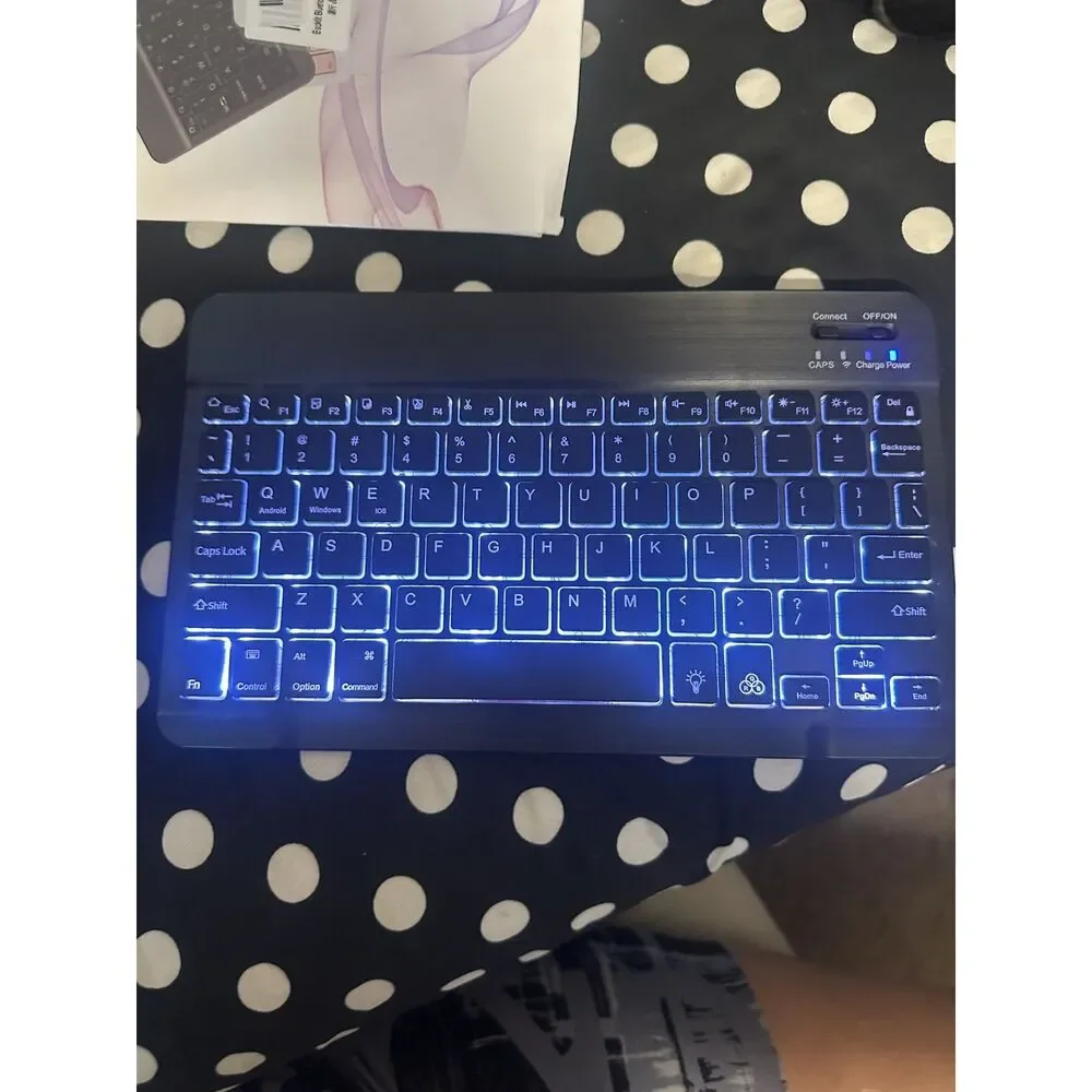 Backlit Bluetooth Keyboard Small Portable Wireless Rechargeable iPad Tablet